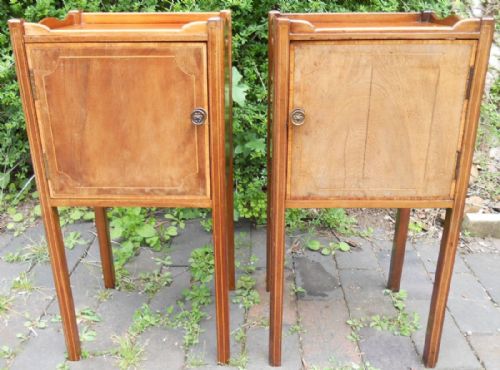 Pair Edwardian Inlaid Mahogany Bedside Cabinets