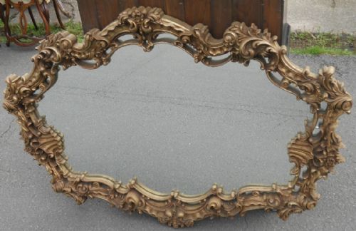 Victorian Large Ornate Gilt Hanging Wall Mirror