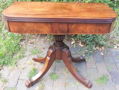 Georgian Mahogany Fold Over Pedestal Tea Table
