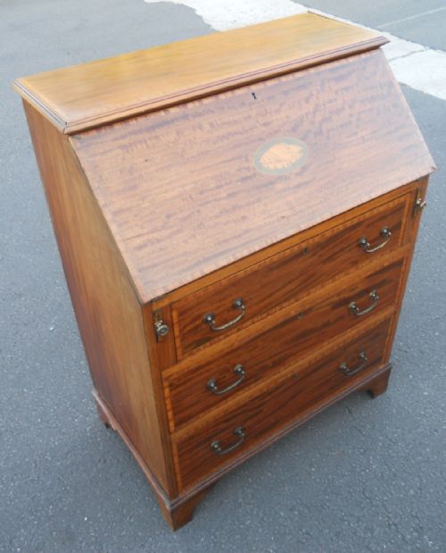 QUALITY EDWARDIAN SATIN WOOD WRITING BUREAU - ADDITIONAL PHOTO 2
