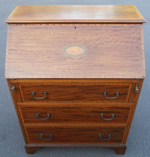 QUALITY EDWARDIAN SATIN WOOD WRITING BUREAU - ADDITIONAL PHOTO 3