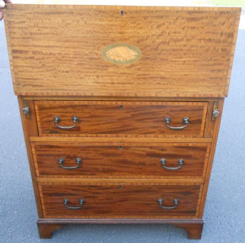 QUALITY EDWARDIAN SATIN WOOD WRITING BUREAU - ADDITIONAL PHOTO 4