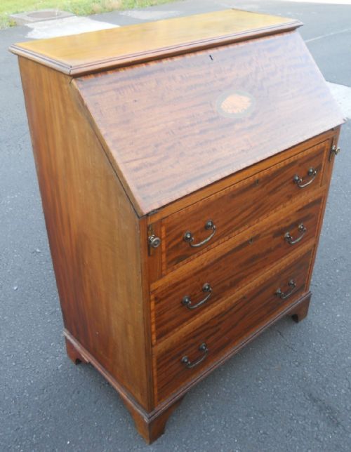 QUALITY EDWARDIAN SATIN WOOD WRITING BUREAU - ADDITIONAL PHOTO 5