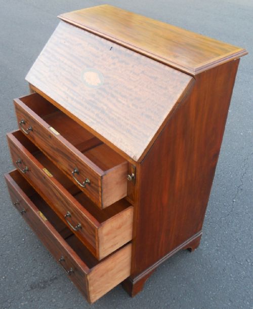 QUALITY EDWARDIAN SATIN WOOD WRITING BUREAU - ADDITIONAL PHOTO 7