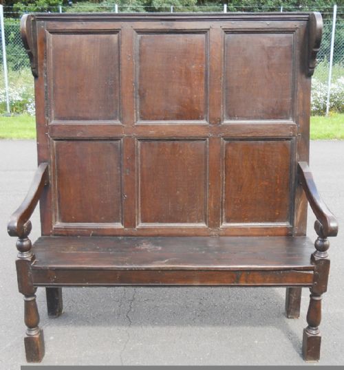 Dark Oak Panelled Hall Settle