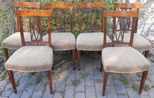 SET OF SIX SHERATON STYLE INLAID MAHOGANY DINING CHAIRS - ADDITIONAL PHOTO 4