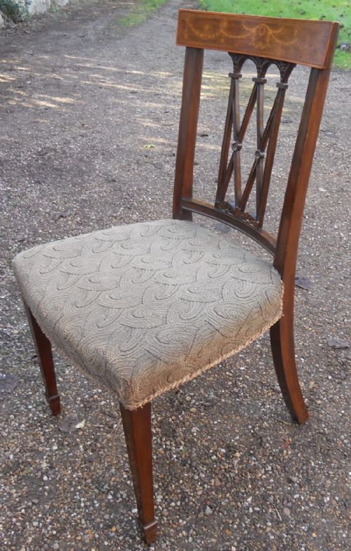 SET OF SIX SHERATON STYLE INLAID MAHOGANY DINING CHAIRS - ADDITIONAL PHOTO 9