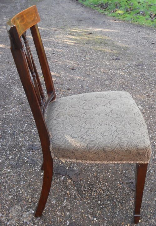 SET OF SIX SHERATON STYLE INLAID MAHOGANY DINING CHAIRS - ADDITIONAL PHOTO 12