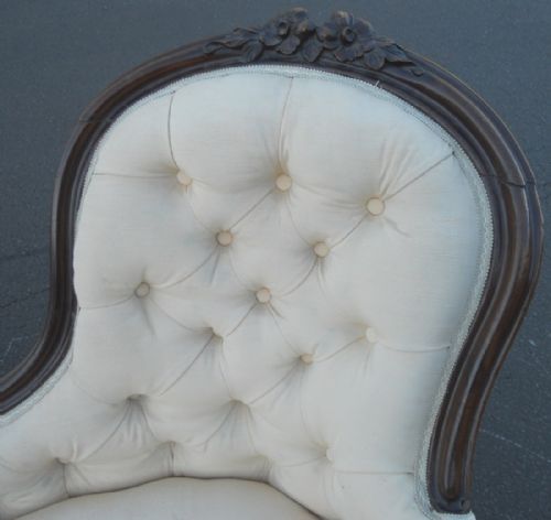 VICTORIAN MAHOGANY FRAMED UPHOLSTERED SETTEE - ADDITIONAL PHOTO 9