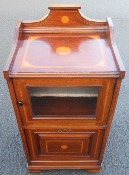 EDWARDIAN INLAID MAHOGANY MUSIC CABINET - ADDITIONAL PHOTO 1