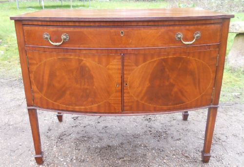 Antique Small Mahogany Bowfront Cupboard Sideboard