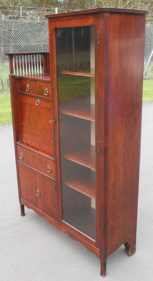 EDWARDIAN MAHOGANY BUREAU BOOKCASE - ADDITIONAL PHOTO 1