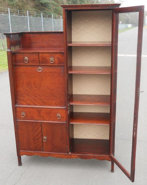 EDWARDIAN MAHOGANY BUREAU BOOKCASE - ADDITIONAL PHOTO 2