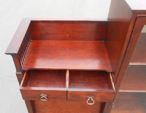 EDWARDIAN MAHOGANY BUREAU BOOKCASE - ADDITIONAL PHOTO 3