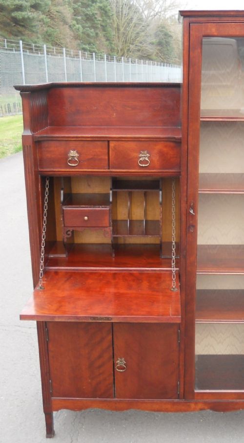 EDWARDIAN MAHOGANY BUREAU BOOKCASE - ADDITIONAL PHOTO 4