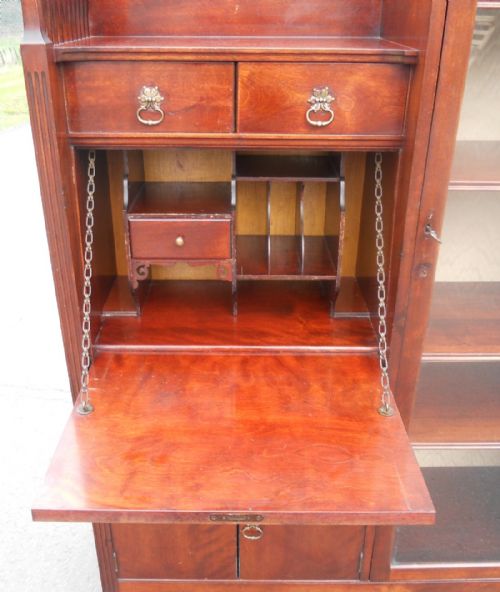 EDWARDIAN MAHOGANY BUREAU BOOKCASE - ADDITIONAL PHOTO 5