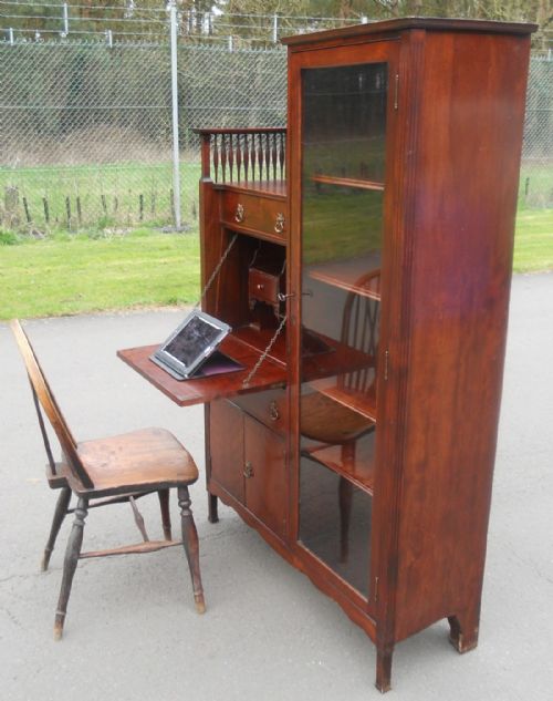 EDWARDIAN MAHOGANY BUREAU BOOKCASE - ADDITIONAL PHOTO 6