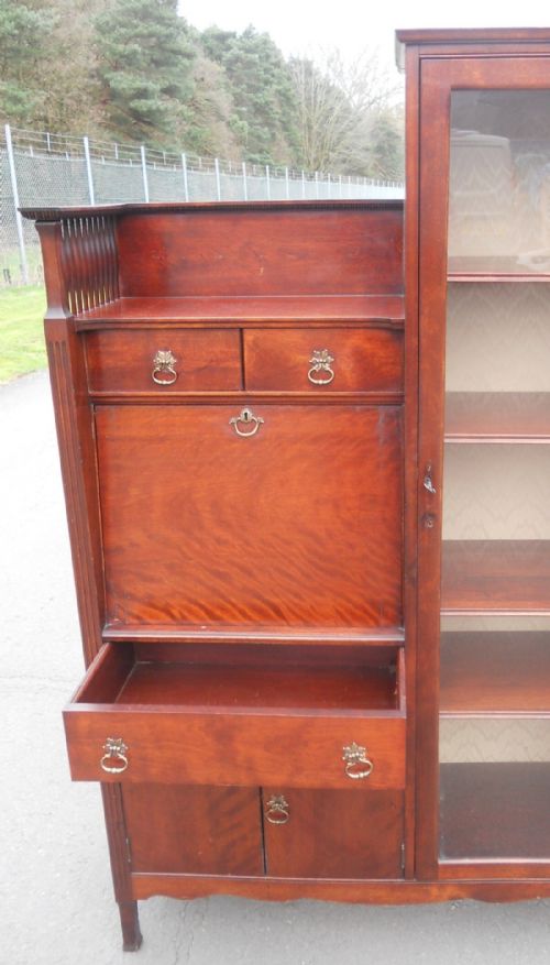 EDWARDIAN MAHOGANY BUREAU BOOKCASE - ADDITIONAL PHOTO 7
