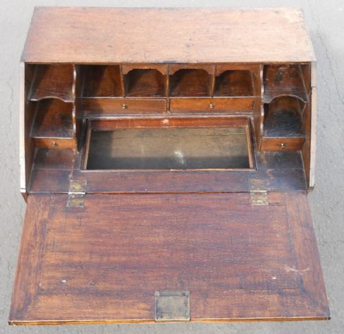 ANTIQUE SMALL OAK WRITING BUREAU - ADDITIONAL PHOTO 5