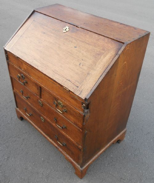 ANTIQUE SMALL OAK WRITING BUREAU - ADDITIONAL PHOTO 7