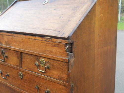 ANTIQUE SMALL OAK WRITING BUREAU - ADDITIONAL PHOTO 8