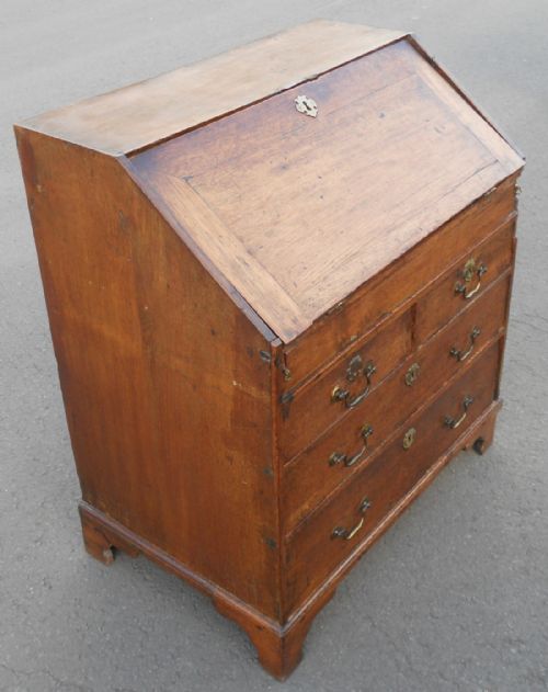 ANTIQUE SMALL OAK WRITING BUREAU - ADDITIONAL PHOTO 9
