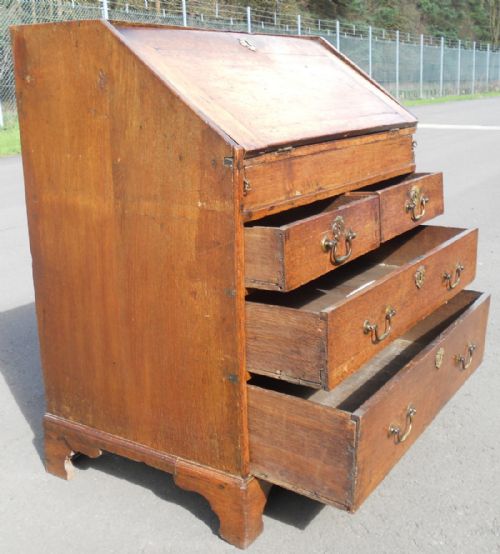 ANTIQUE SMALL OAK WRITING BUREAU - ADDITIONAL PHOTO 12