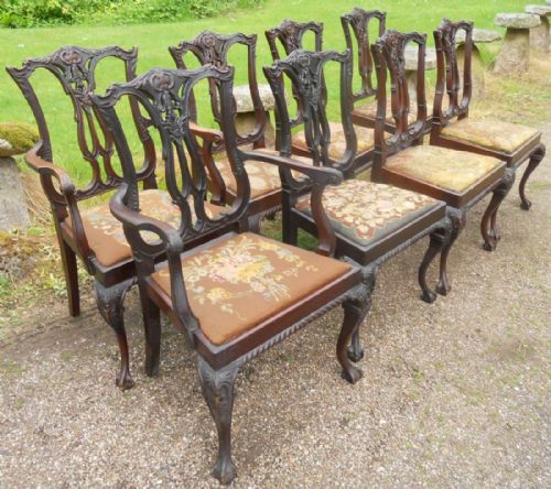 SET OF EIGHT CHIPPENDALE STYLE MAHOGANY DINING CHAIRS - ADDITIONAL PHOTO 2