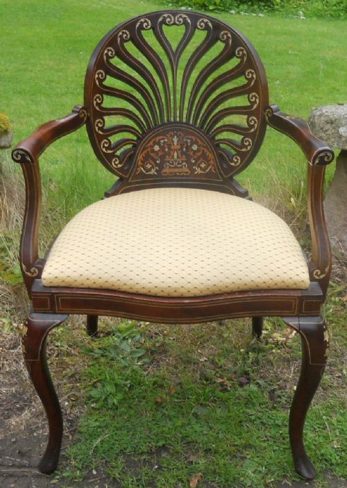 Edwardian Inlaid Mahogany Armchair