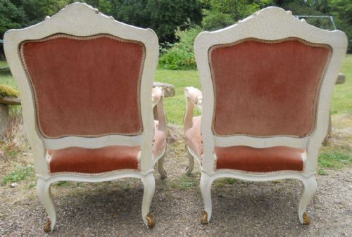 PAIR PAINTED FRENCH SALON ARMCHAIRS - ADDITIONAL PHOTO 10