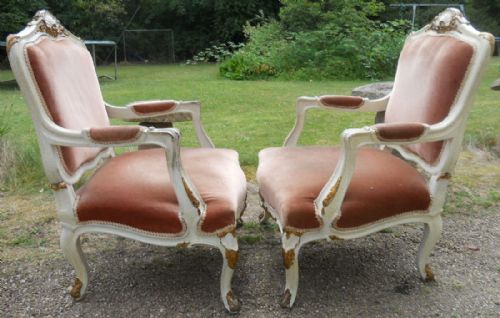 PAIR PAINTED FRENCH SALON ARMCHAIRS - ADDITIONAL PHOTO 12