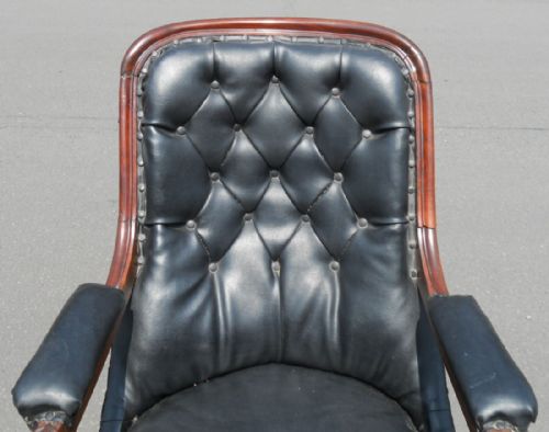 VICTORIAN MAHOGANY FRAMED LIBRARY ARMCHAIR - ADDITIONAL PHOTO 4