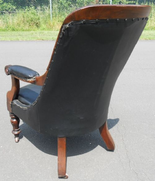 VICTORIAN MAHOGANY FRAMED LIBRARY ARMCHAIR - ADDITIONAL PHOTO 7