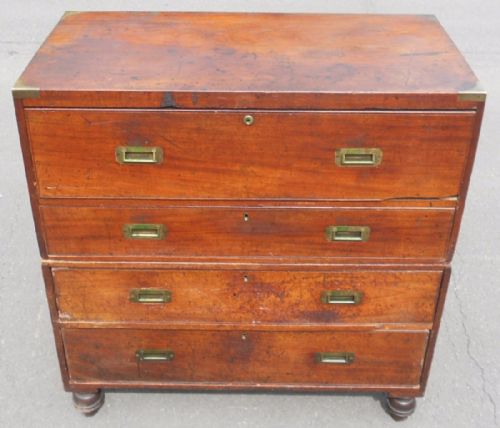Regency Teak Military Secretaire Chest of Drawers