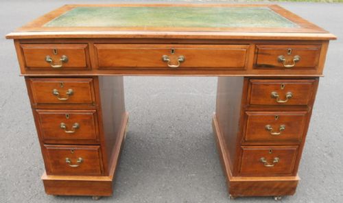 Edwardian Small Walnut Pedestal Writing Desk