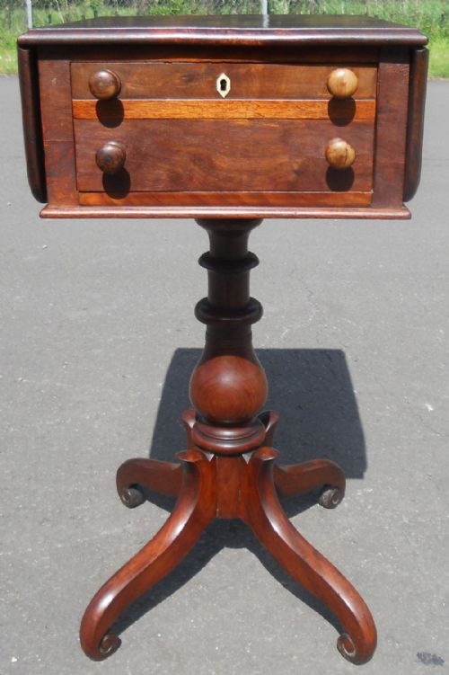 Regency Dropleaf Mahogany Pedestal Work Table