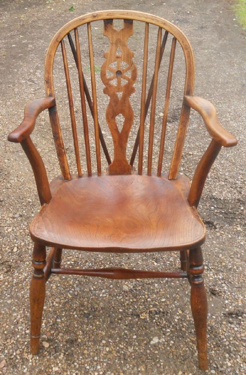 Antique Elm & Beech Windsor Kitchen Armchair