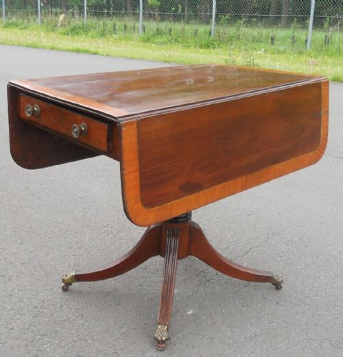 GEORGIAN MAHOGANY PEDESTAL DROPLEAF PEMBROKE TABLE - ADDITIONAL PHOTO 1