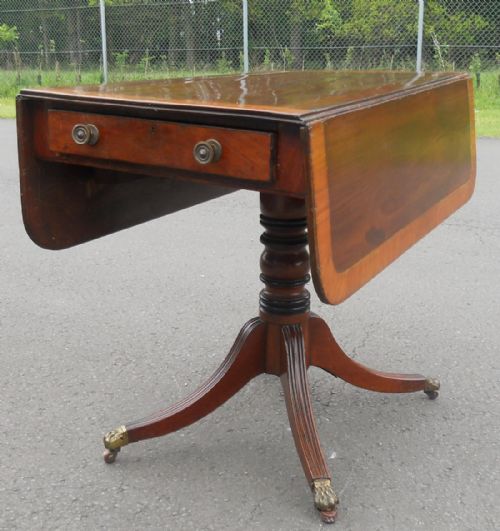 GEORGIAN MAHOGANY PEDESTAL DROPLEAF PEMBROKE TABLE - ADDITIONAL PHOTO 2
