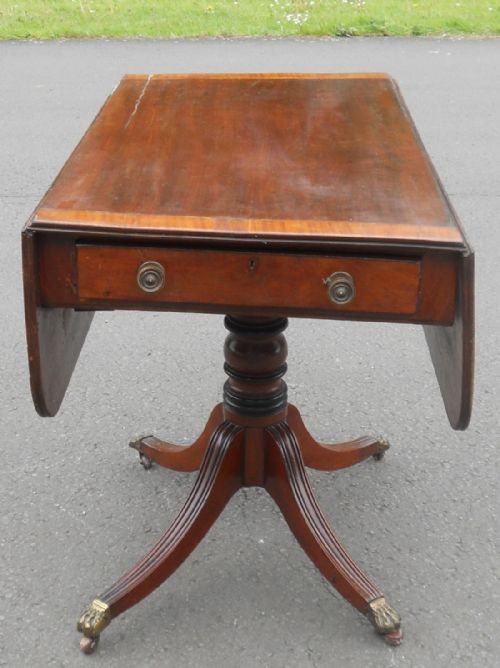 GEORGIAN MAHOGANY PEDESTAL DROPLEAF PEMBROKE TABLE - ADDITIONAL PHOTO 3