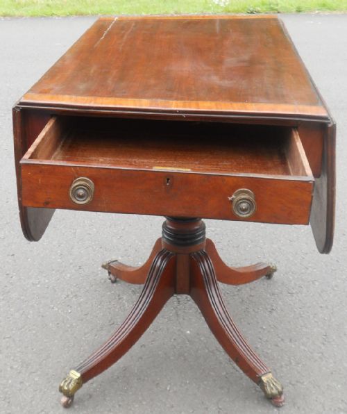 GEORGIAN MAHOGANY PEDESTAL DROPLEAF PEMBROKE TABLE - ADDITIONAL PHOTO 4