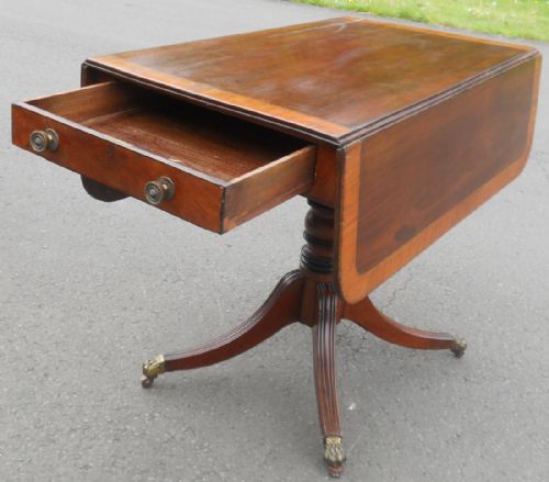 GEORGIAN MAHOGANY PEDESTAL DROPLEAF PEMBROKE TABLE - ADDITIONAL PHOTO 5