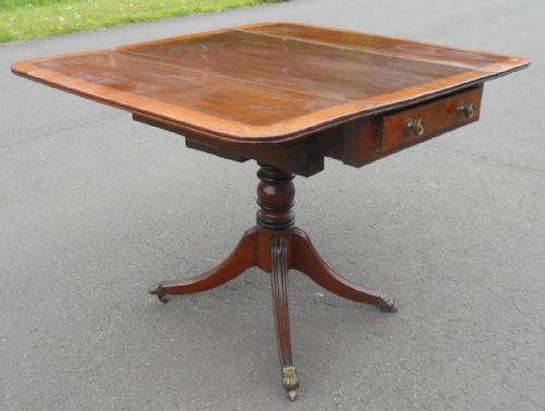 GEORGIAN MAHOGANY PEDESTAL DROPLEAF PEMBROKE TABLE - ADDITIONAL PHOTO 7