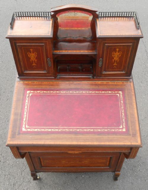 EDWARDIAN INLAID MAHOGANY DAVENPORT DESK - ADDITIONAL PHOTO 2