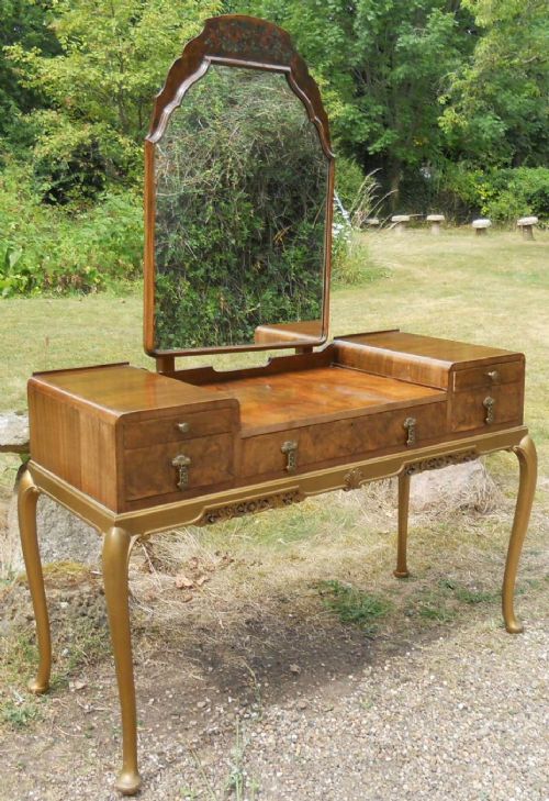 Burr Walnut Kneehole Dressing Table by Maple & Co