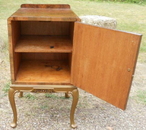 BURR WALNUT BEDSIDE CABINET BY MAPLE CO - ADDITIONAL PHOTO 2