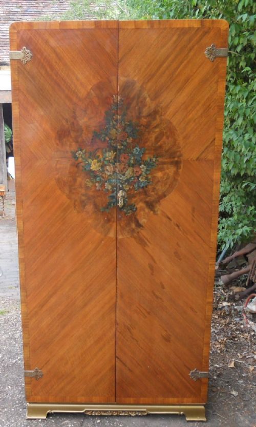 Two Door Walnut Hanging Wardrobe by Maple & Co