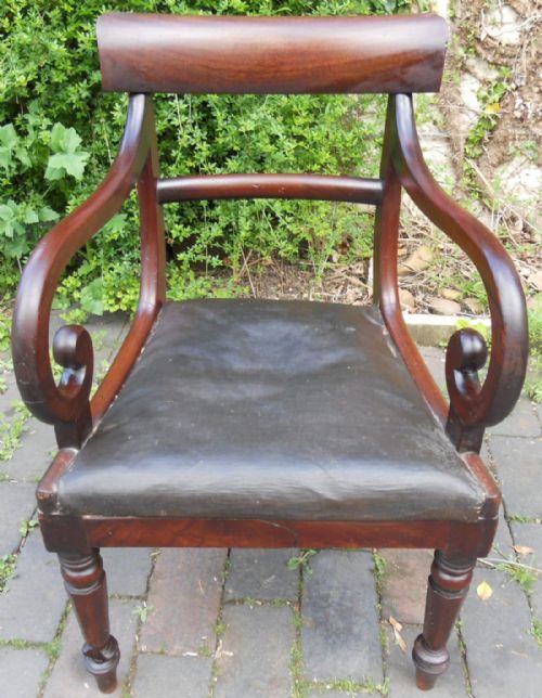 VICTORIAN MAHOGANY CARVER DESK ARMCHAIR
