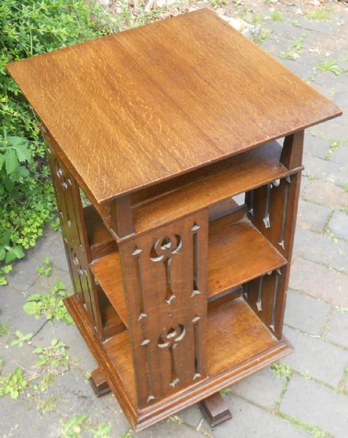 Art Nouveau Oak Revolving Bookcase