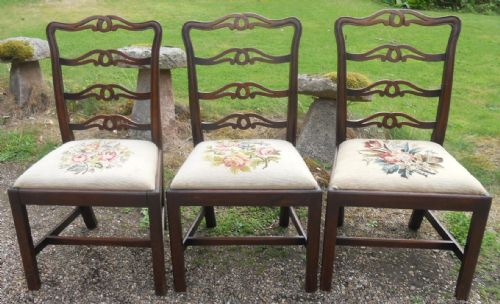 Set of Three Georgian Oak Dining Chairs